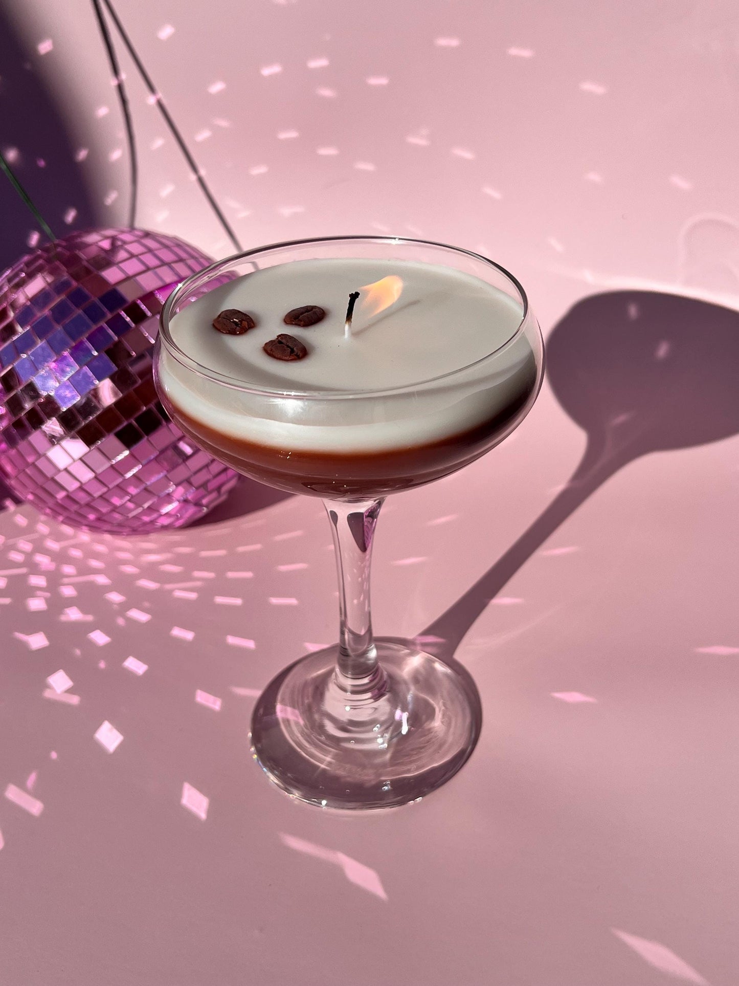 Espresso Martini Candle Tall Stem Coupe Glass Realistic