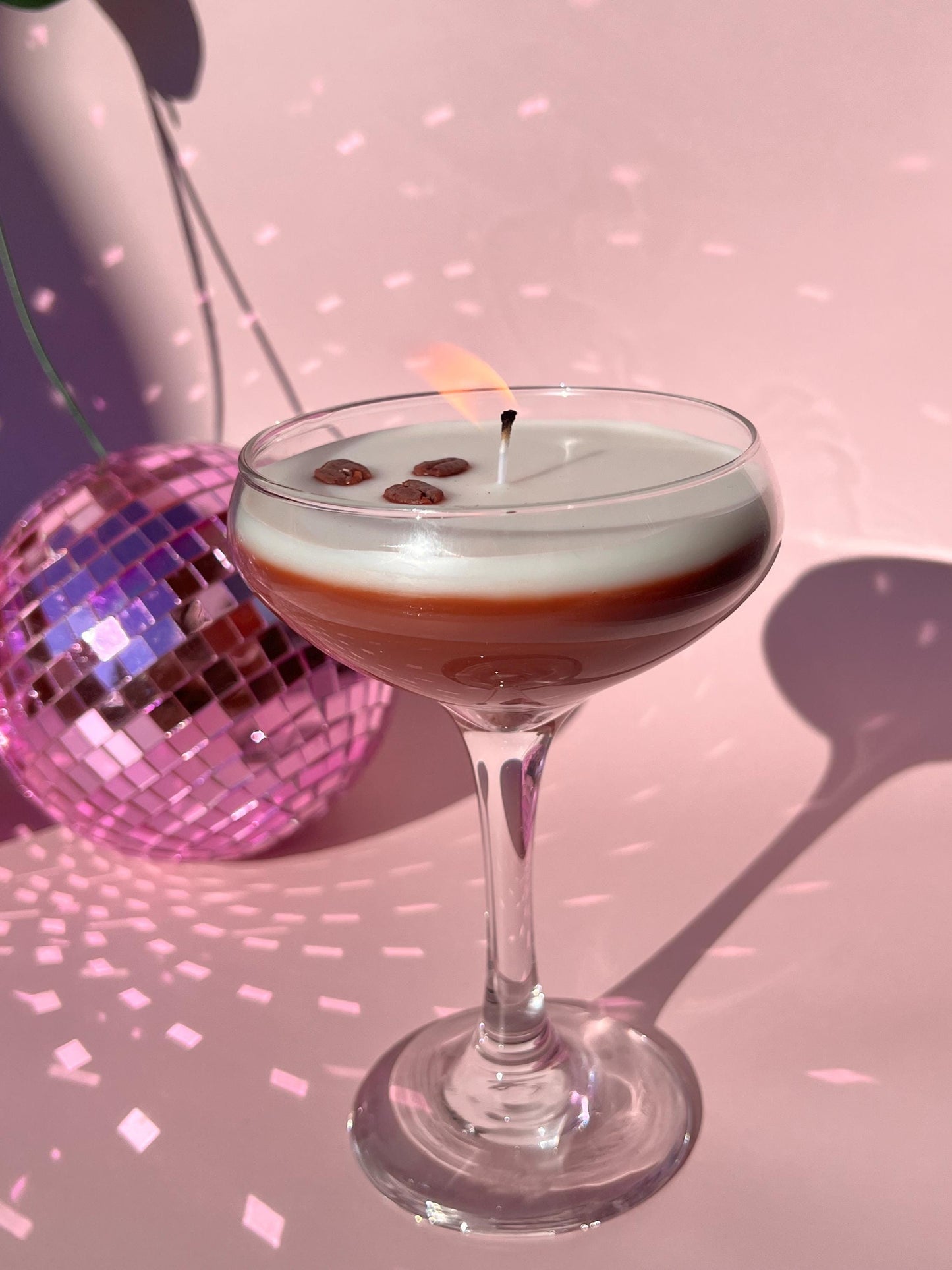 Espresso Martini Candle Tall Stem Coupe Glass Realistic