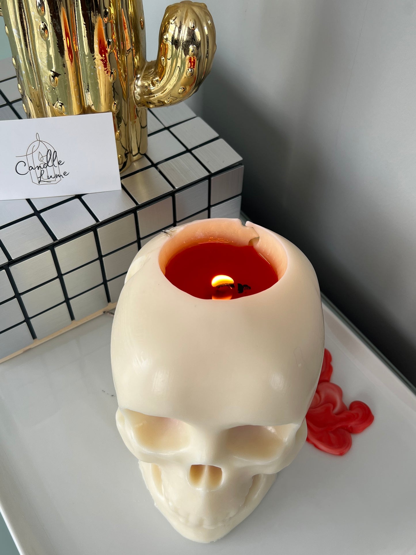 Giant Life-Sized Bleeding Skull Candle