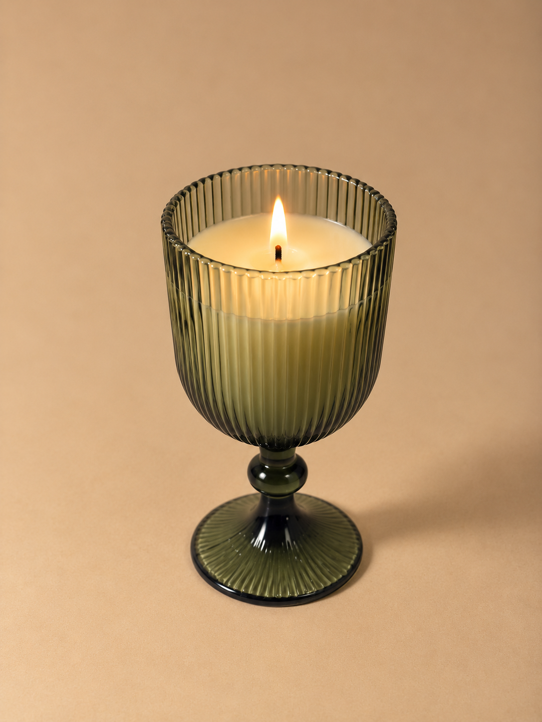 Vintage Green Glass Candle | Custom Scent Candle | Decorative Goblet Candle | Reusable Glass Candle | Unique Home Decor | Housewarming Gift
