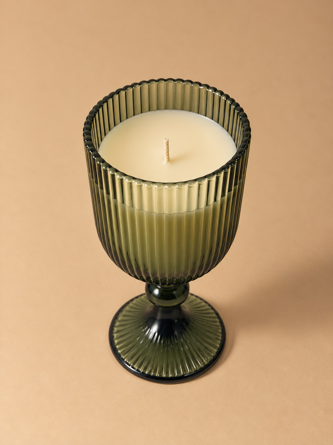 Vintage Green Glass Candle | Custom Scent Candle | Decorative Goblet Candle | Reusable Glass Candle | Unique Home Decor | Housewarming Gift