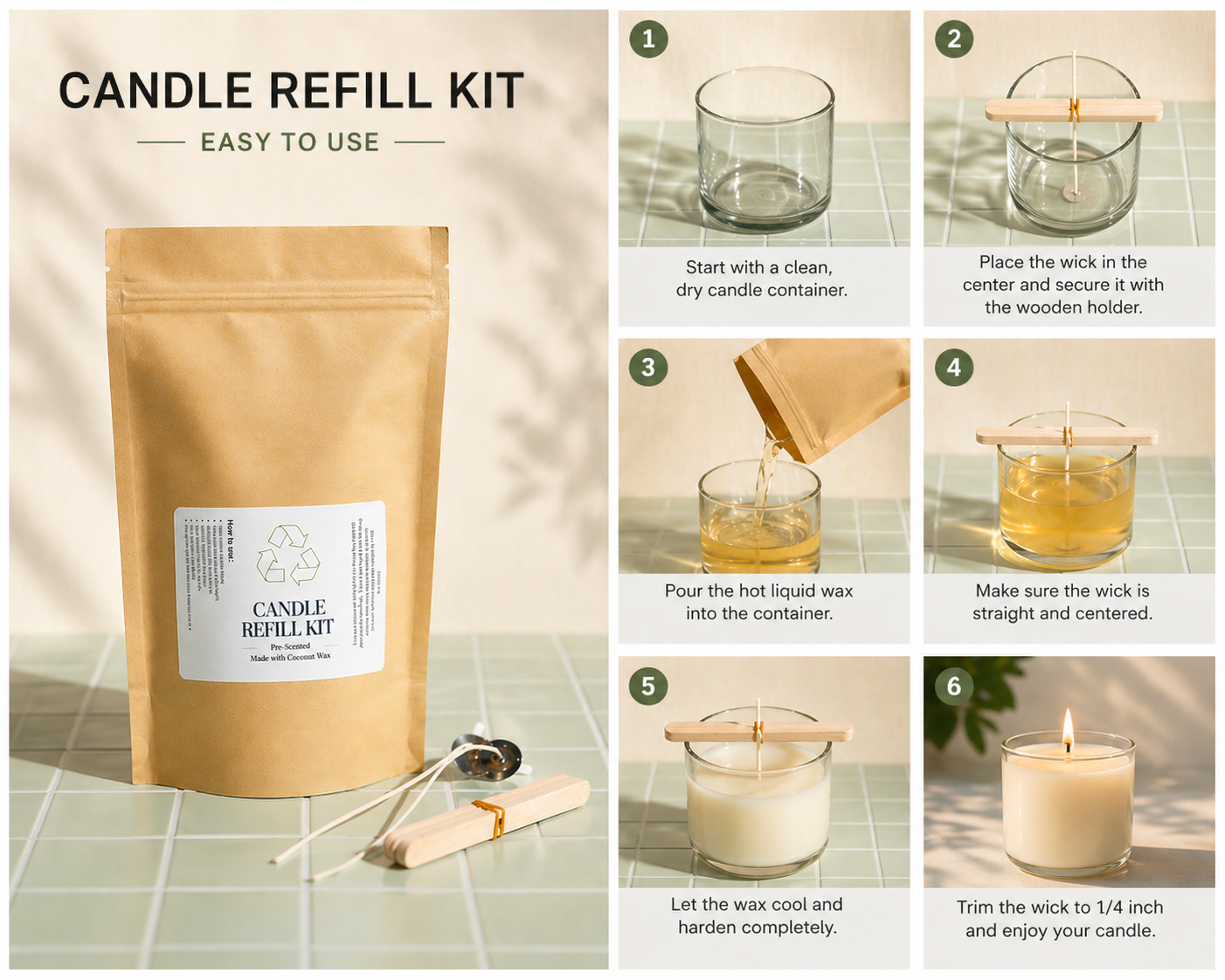 Coconut Wax Candle Refill Kit