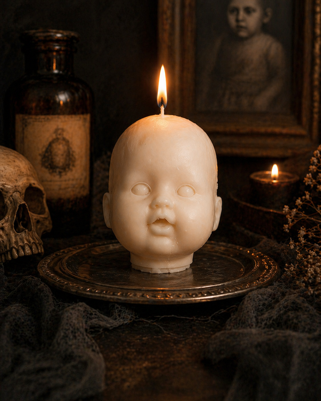 Creepy Baby Head Candle