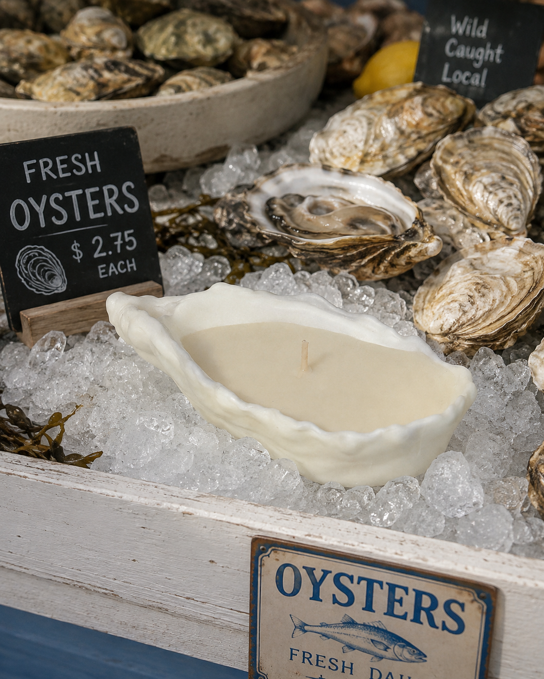 Oyster Shell Candle | Coastal Decor Candle | Hand Poured Coconut Wax | Beach House Gift | Nautical Home Decor | Ocean Lover Gift