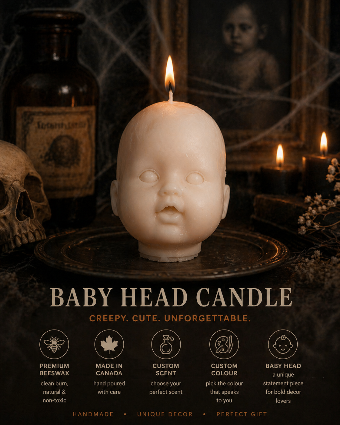 Creepy Baby Head Candle