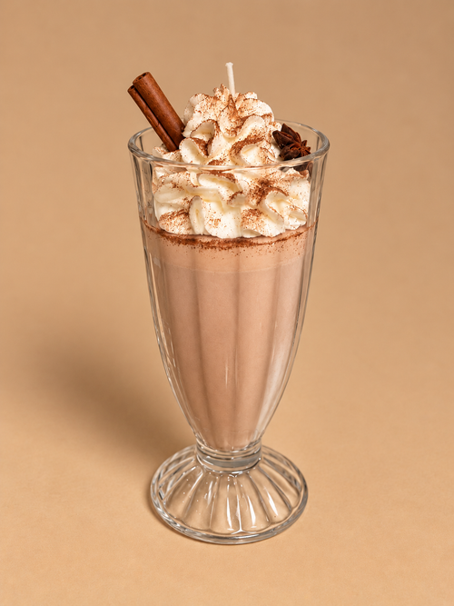 Chai Latte Milkshake Candle | Chai Scented Candle | 12 oz Retro Milkshake Glass | Food Candle | Cozy Fall Candle | Unique Gift