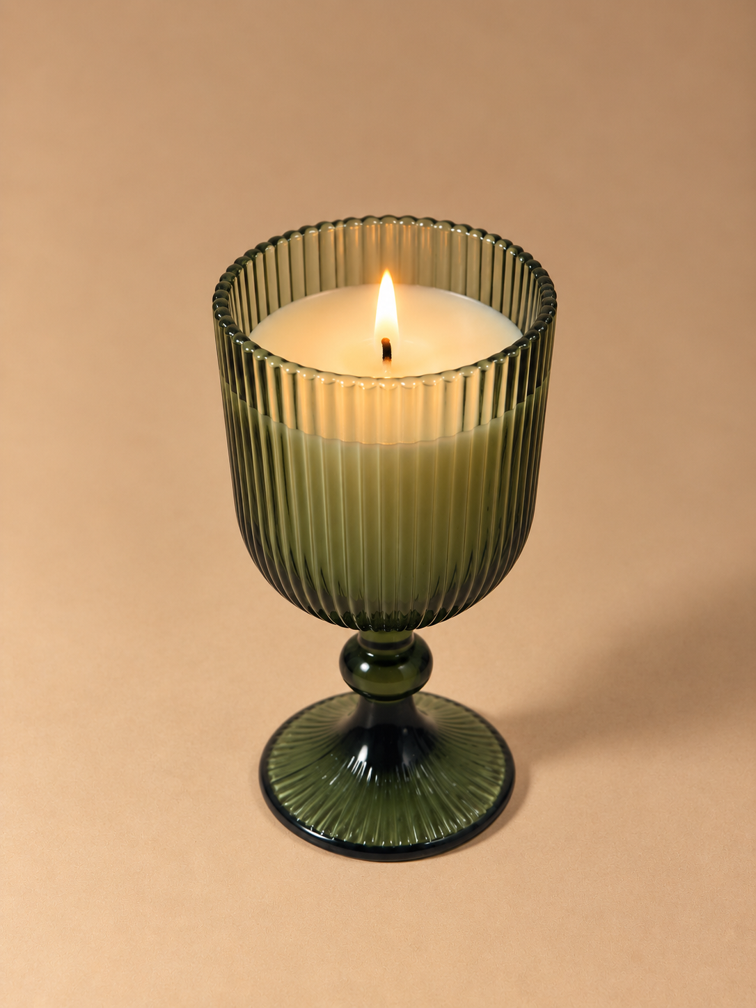 Vintage Green Glass Candle | Custom Scent Candle | Decorative Goblet Candle | Reusable Glass Candle | Unique Home Decor | Housewarming Gift