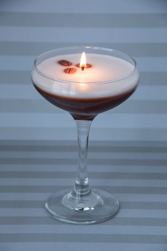 Espresso Martini Candle Tall Stem Coupe Glass Realistic