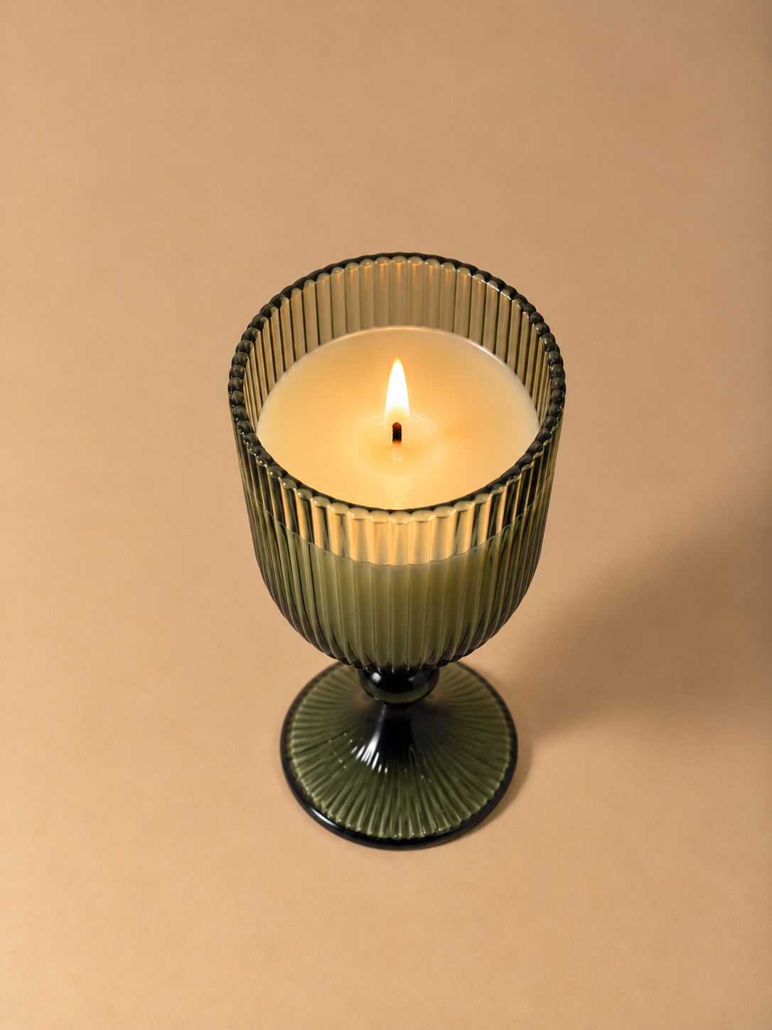 Vintage Green Glass Candle | Custom Scent Candle | Decorative Goblet Candle | Reusable Glass Candle | Unique Home Decor | Housewarming Gift