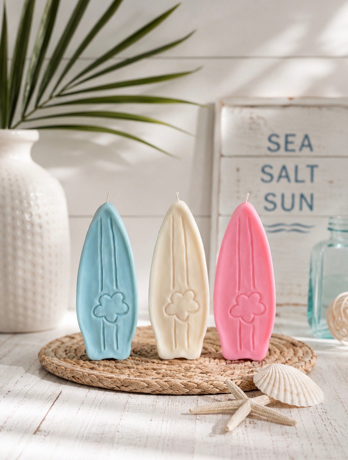Surfboard Candle Set | Coastal Beach Decor Candle | Summer Surf Aesthetic | Ocean Inspired Candle | Beach House Gift