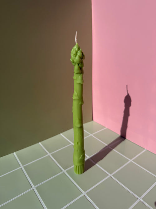 Asparagus Pillar Beeswax Candle – Handmade Botanical Candle | Natural Beeswax Decor | Vegetable-Inspired Candle | Unique Gift Idea