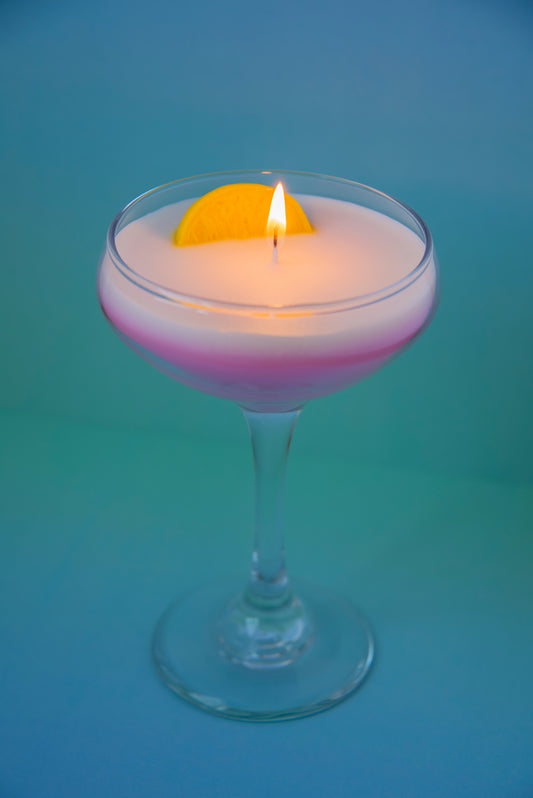 Pink Lady Martini Candle Tall Coupe