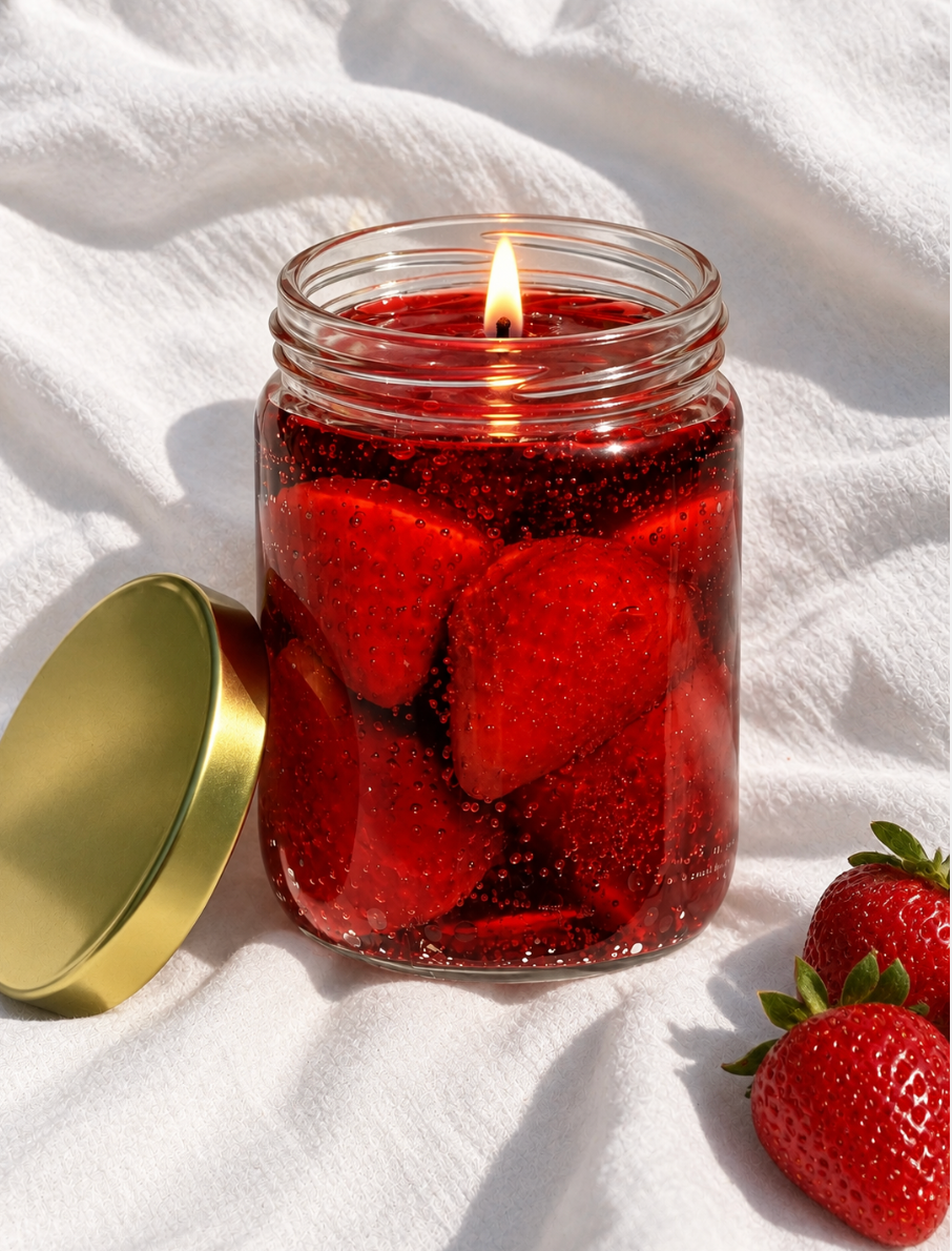 Strawberry Jam Candle | Realistic Jam Jar Candle | Strawberry Candle | Food Candle | Unique Gift | Kitchen Decor | Fruit Candle