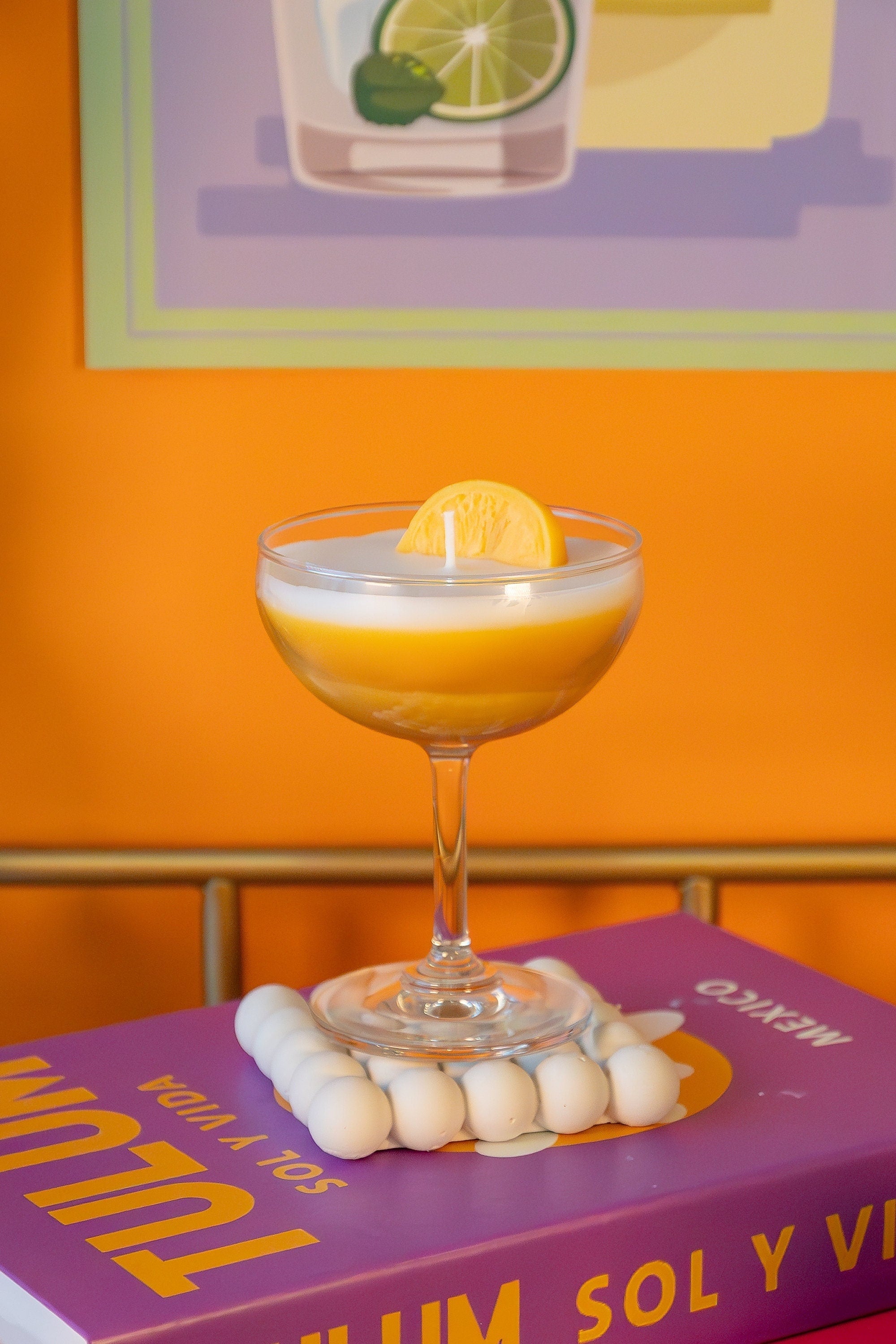 Lemon Drop Martini Candle: Soy Wax Coupe Glass Candle