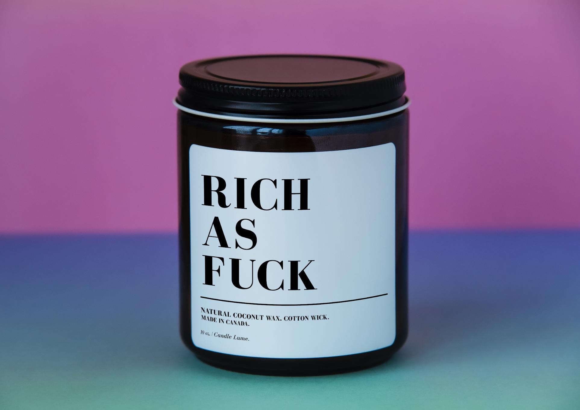 Rich as Fuck Candle: Coconut Wax Funny Gift