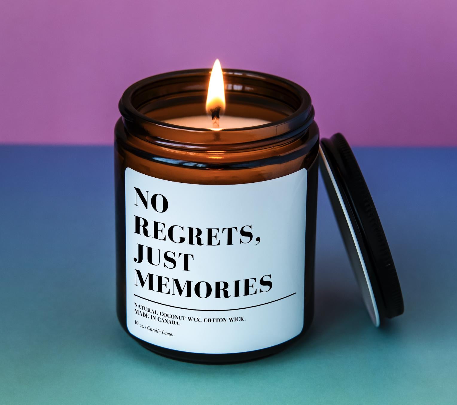 No Regrets, Just Memories Candle: 10 oz Coconut Wax, Funny Gift