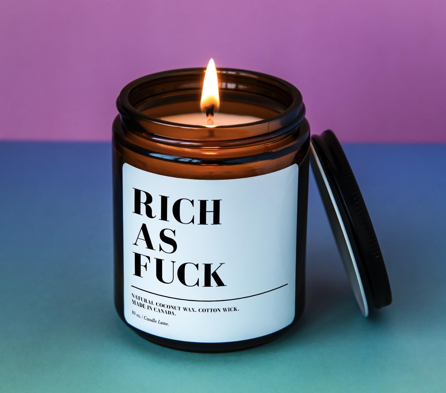 Rich as Fuck Candle: Coconut Wax Funny Gift
