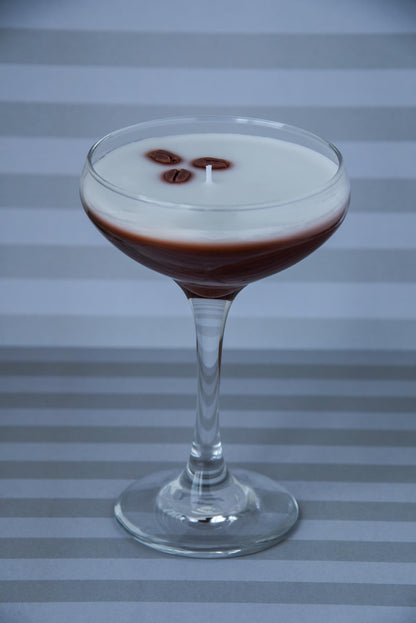 Espresso Martini Candle Tall Stem Coupe Glass Realistic