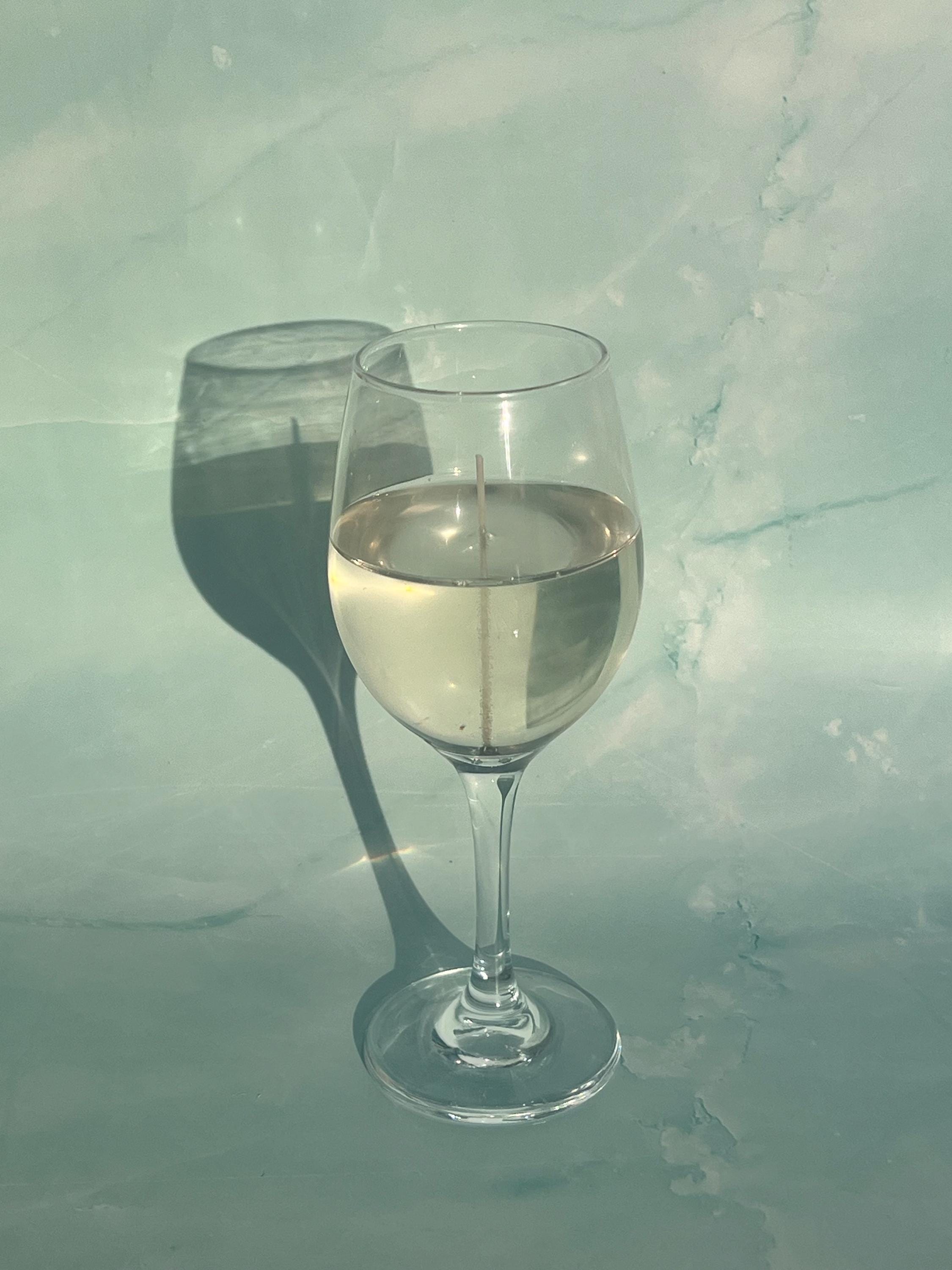 White Wine Gel Candle in Reusable Wine Glass