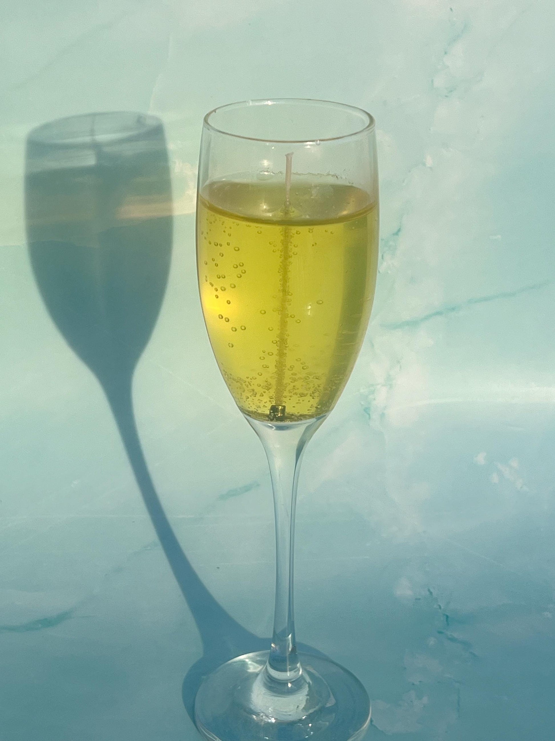 champagne glass candle / gel wax candle / champagne showers / sparkling wine candle / drink candles
