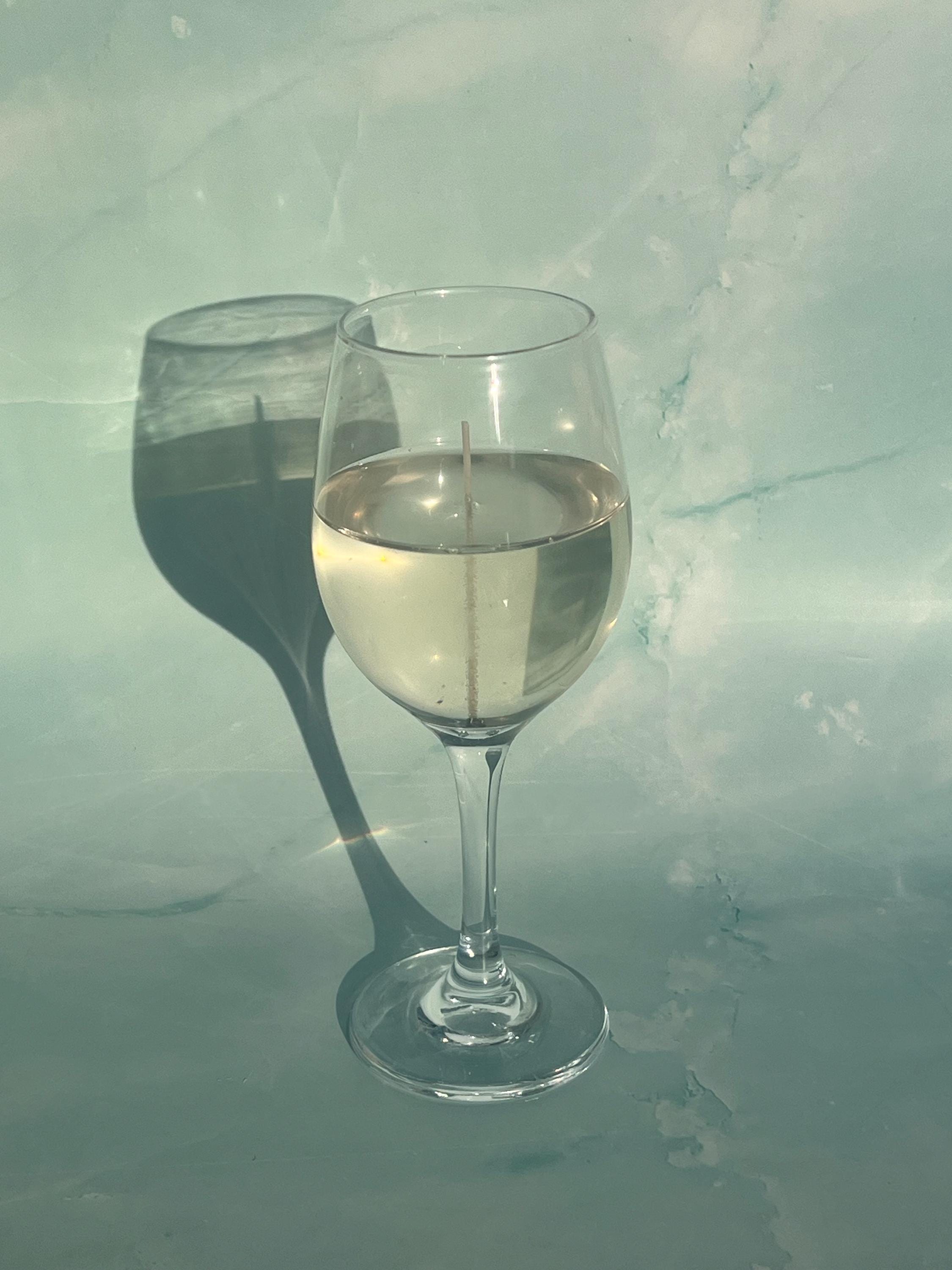 White Wine Gel Candle in Reusable Wine Glass