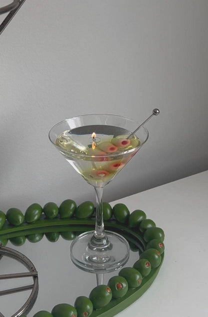 Martini Candle / Extra Olives Martini Candle/ Gel Wax Martini Candle / Olive Martini Lovers / Extra Dirty Martini Lovers / Cocktail Candles