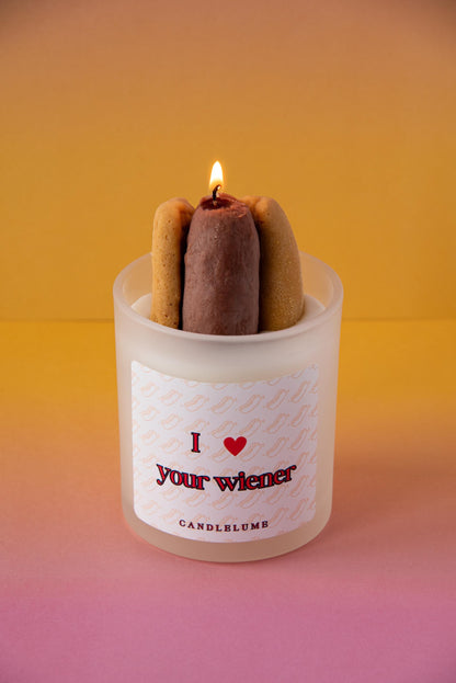 I Heart Your Wiener Candle / hot dog candle candle / funny candle / gifts for him candle / valentines gift idea