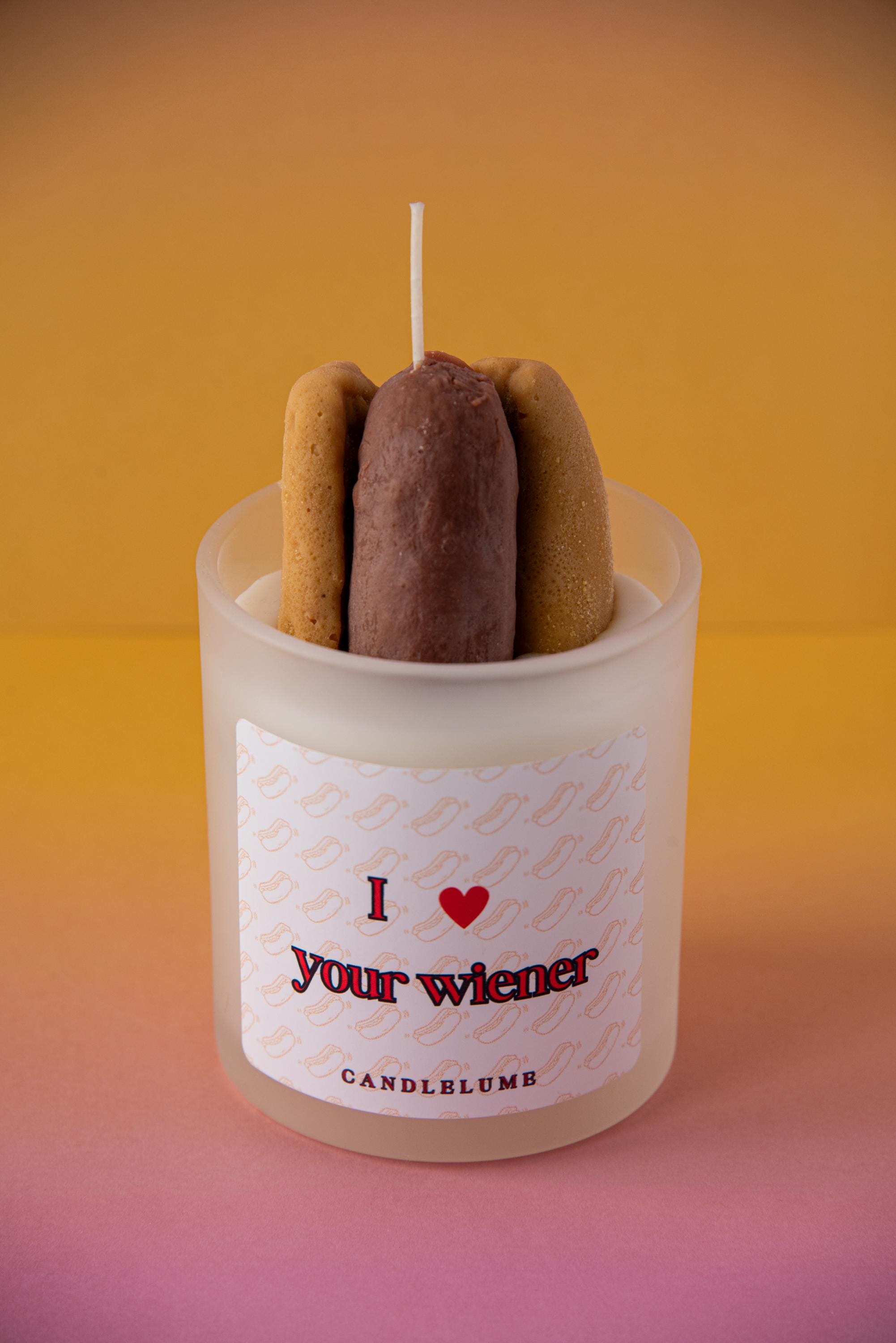 I Heart Your Wiener Candle / hot dog candle candle / funny candle / gifts for him candle / valentines gift idea