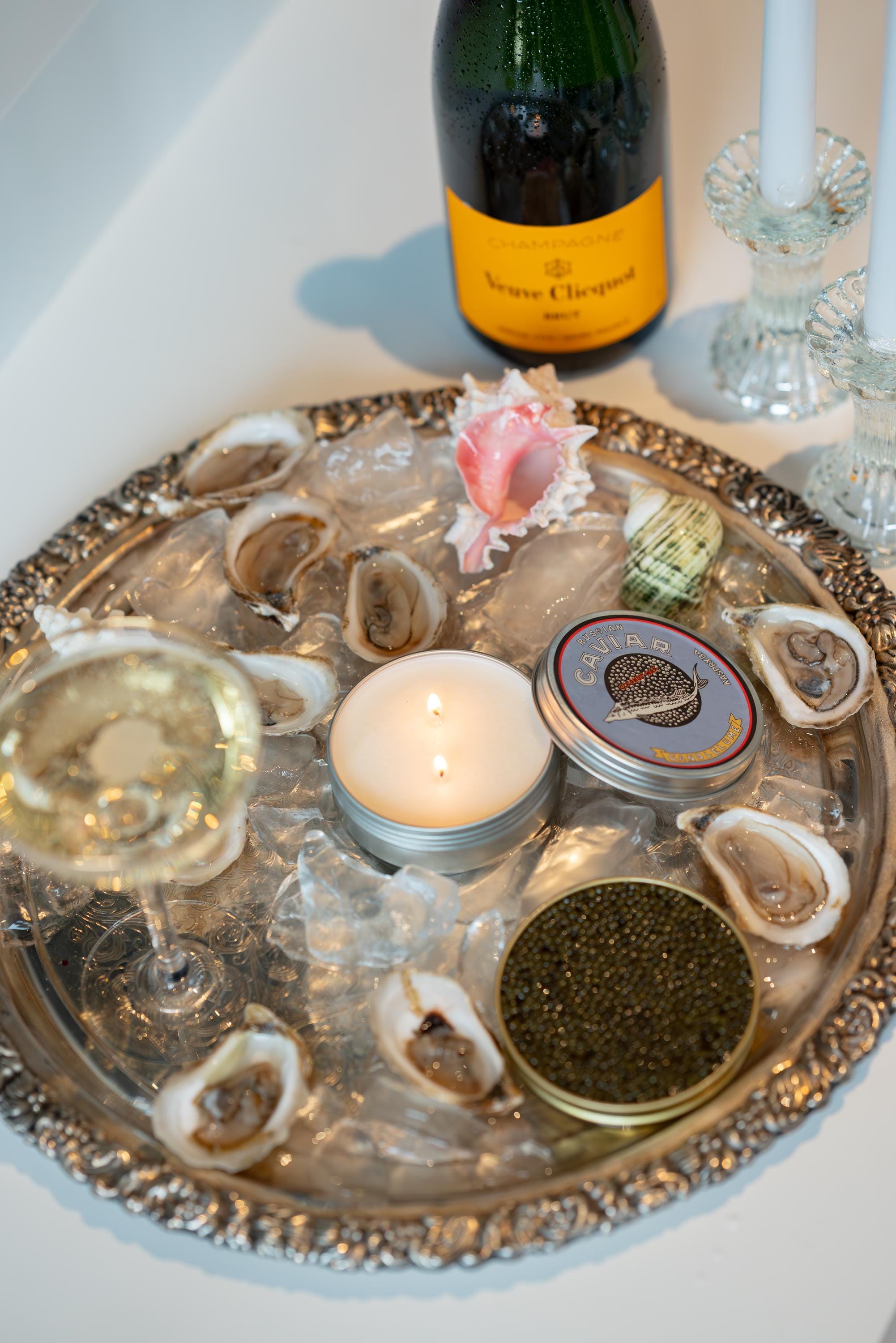 Caviar Tin Candle - Luxe Novelty Candle In Metal Tin | Elegant Food Candle Gift | Handmade Coconut Wax Candle for Home Decor & Gifting