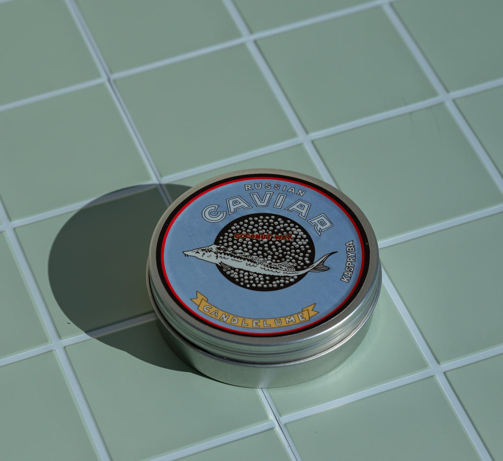 Caviar Tin Candle - Luxe Novelty Candle In Metal Tin | Elegant Food Candle Gift | Handmade Coconut Wax Candle for Home Decor & Gifting