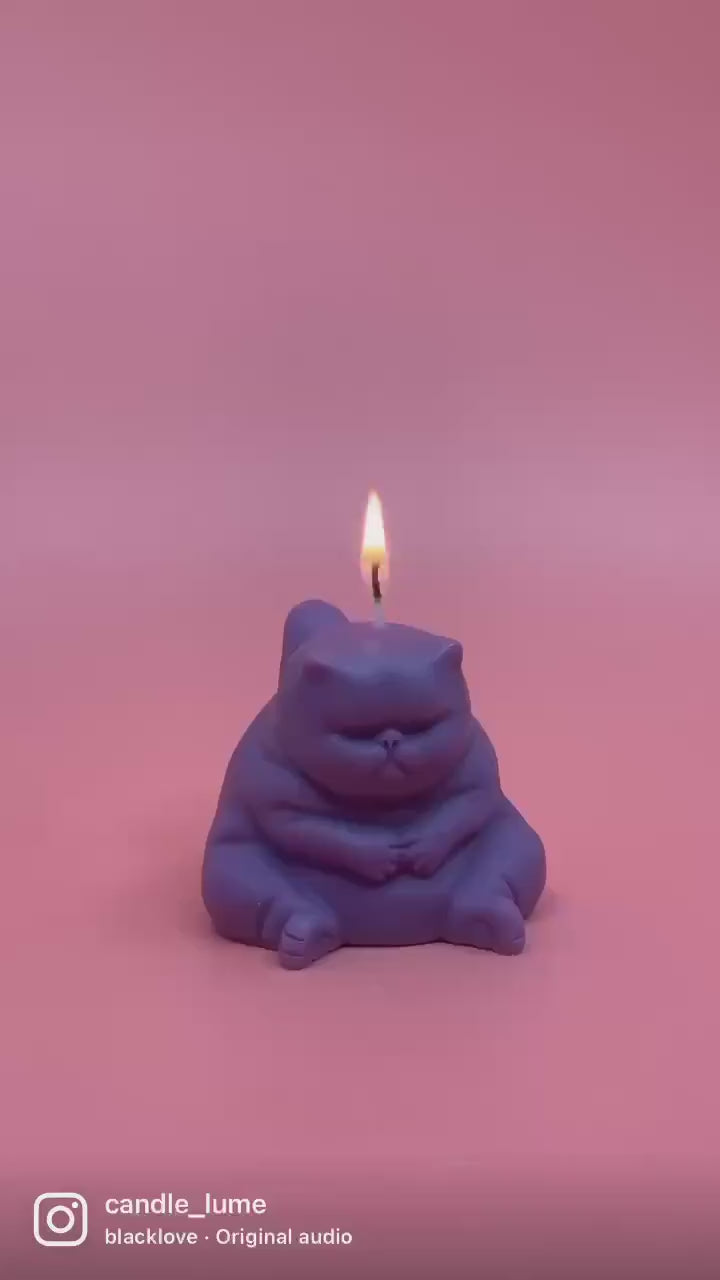 Fat Cat Beeswax Candle: Handcrafted Grumpy Cat Gift