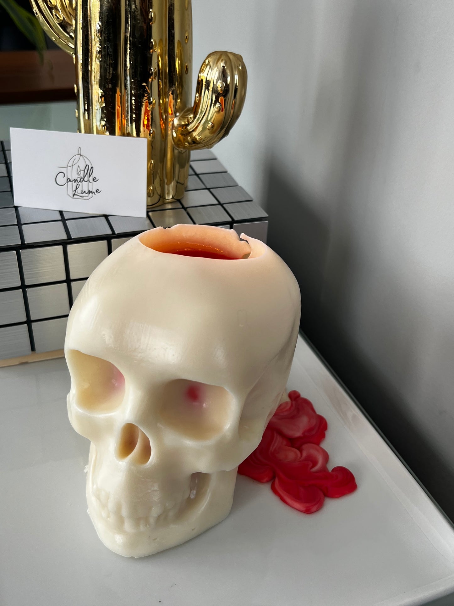 Giant Life-Sized Bleeding Skull Candle